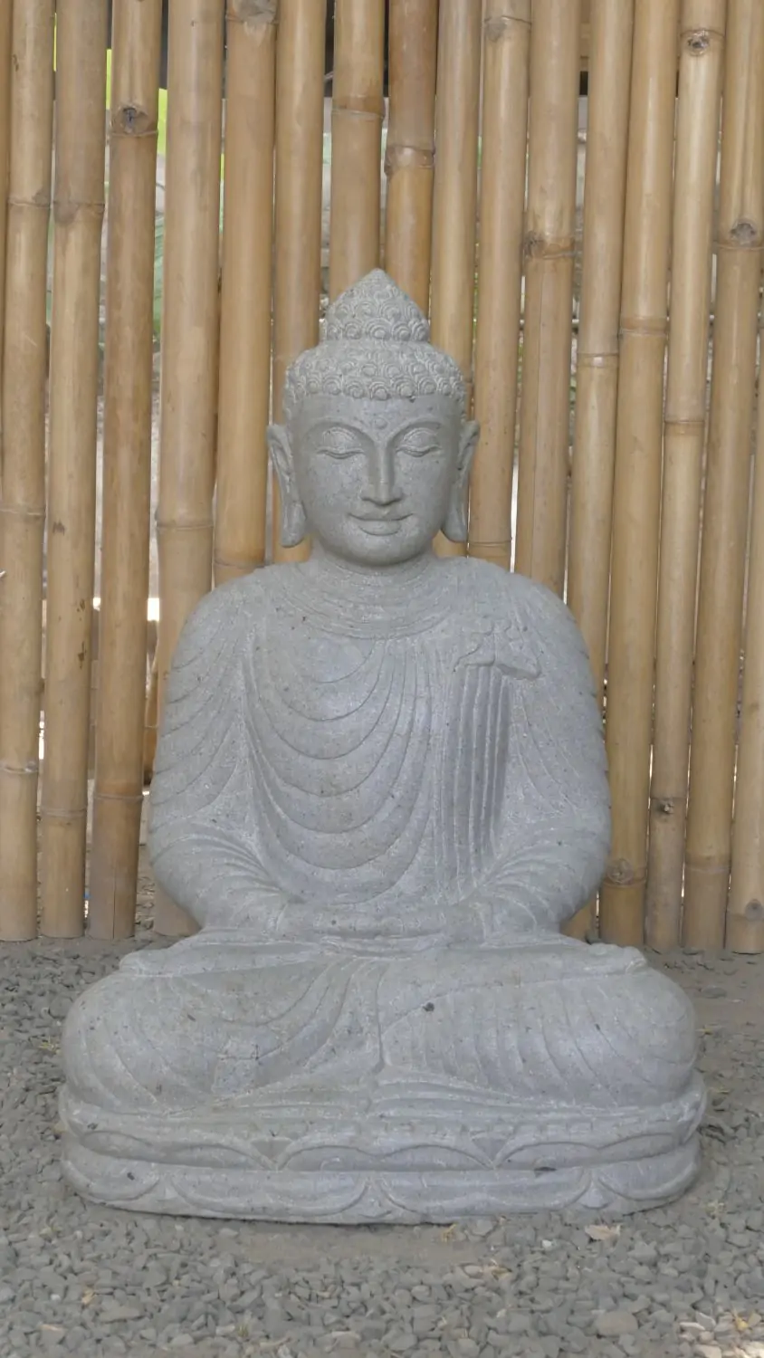 Product image 1 of the product “Seated Buddha made of Riverstone in Dhyana position - gesture of meditation, 62cm height, natural ”